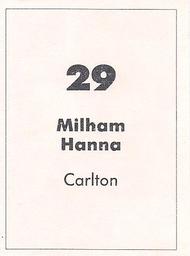 1990 Select AFL Stickers #29 Mil Hanna Back